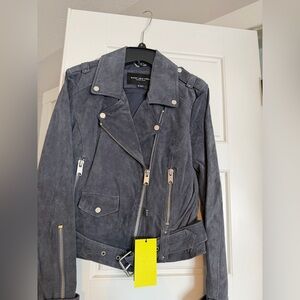 Marc New York Charcoal Leather Suede Biker Jacket | Small | NWT